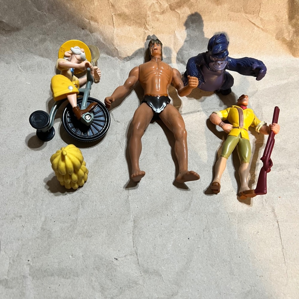 Disney Tarzan Action Figure Lot 1999 Kerchak Clayton Professor Porter Bananas